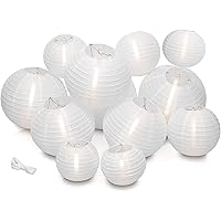 LyghtToned [12er Set] hochwertige, wiederverwendbare Lampions zur Dekoration inkl. [15 Meter Schnur] I Weiße…