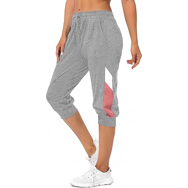 Pantacourt Femme Taille Elastique BATHRINS Pantalon De Sport Femme
