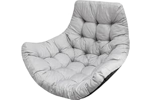 Bjird Hanging Chair Cushion, Cushion for Polyrattan & Rattan Hanging Swing, Seat Cover for Hanging Basket - Round Seat Cushion - Back Cushion for Hanging Seat - Indoor & Outdoor - Ash Eco Linen