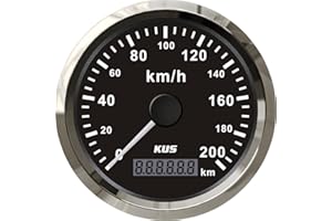 ‎KUS USA KUS Wasserdichte GPS Tacho Kilometerzähler 0-200km/h Für Auto Motorrad Lkw 85mm (Schwarz)