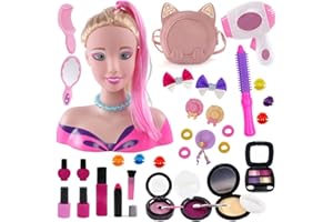 Eznaobo Styling Head Doll for Kids, Dolls Head for Hairdressing Kids, 35 Pcs Hair Accesories Playset, Girls Gifts Birthday Role Play Toys for Girl 4 5 6 7 8 Year Old, Christmas and Birthday Gift (A)