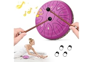 PANT Tambour de Langue en Acier, 6 Pouces 11 Tons C Clé Steel Tongue Drum Mini Tambour Handpan Avec Sac, Maillets et Médiators, Instrument de Percussion Idéal Pour Camping, Yoga, Méditation