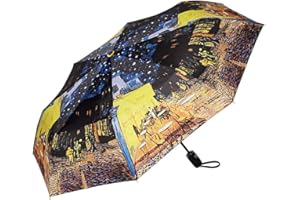 VON LILIENFELD® Ombrello Pieghevole Tascabile Vincent van Gogh: Caffè notturno Apertura e Chiusura Automatica Portatile Leggero Stabile Colorato Arte