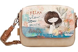 Anekke - Bolso de Mujer - Bandolera Mediana - Bolsa Hombro Polipiel con Asa, Solapa y Cierre Cremallera - Colección Mediterranean - Accesorios y Complementos Mujer - 25x18x7 cm