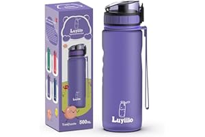 Luyiilo Trinkflasche Kinder Auslaufsicher 500 ml, Kohlensäure Geeignet, BPA-Frei Trinkflasche, Trinkflasche mit Fruchteinsatz & Stickers, Perfekt für Kindergarten, Schule (Lila)…