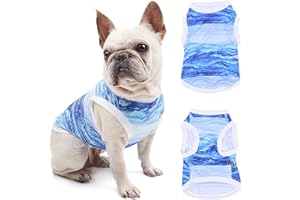 Nivofu Chemise pour Chien, Gilet de Refroidissement Chien, Chien Veste Bleu, Respirant T-Shirts Été pour Animaux de Compagnie, Vêtements sans Manches, Débardeur Doux de Sport pour Chats Chiots (L)