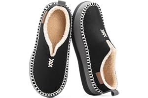 EverFoams Men's Micro Suede Memory Foam Moccasin Slippers with Fuzzy Sherpa Lining and Anti-skid Sole