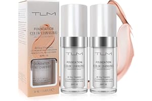 DRTRU 2pcs TLM Flawless Colour Changing Foundation Makeup, Base Nude Face Moisturizing Liquid Cover Concealer, Long Lasting Waterproof Concealer Cover SPF 15 for Face Makeup