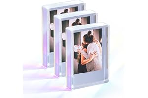 Janaden Cornice portafoto in acrilico per foto Instax Mini da 2 x 3 pollici, iridescente, per decorazione da scrivania, mini cornice istantanea per Fujifilm e film Polaroid (confezione da 3)