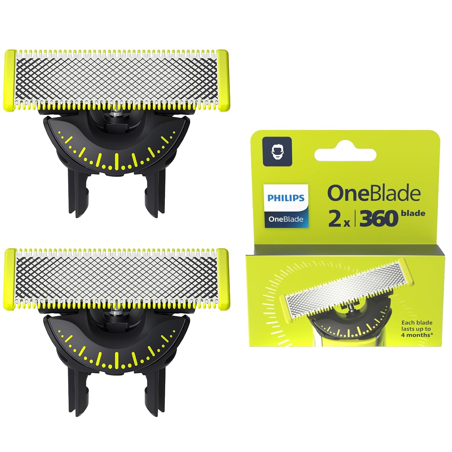 Philips OneBlade Original 360 lame, compatibili con tutti i modelli OneBlade e OneBlade Pro, 2 pezzi (modello QP420/60)