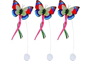 Suhaco 3 Pack Cat Toys Butterfly Replacements, Electric Rotating Teaser Butterfly Cat Toy Kitten Toys for Indoor Cats (Replacement)