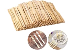 LINGLAN LING LAN 100 pezzi forchette frutta in bambù usa e getta biodegradabile per feste, banchetti, buffet, catering e vita quotidiana