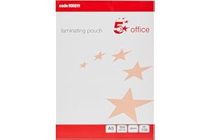 5 Star Laminating Pouches 150 micron for A5 Glossy Ref 5025 [Pack of 100], Red