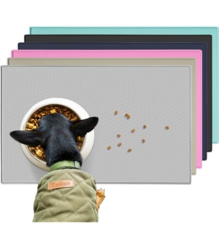 Tappetino Sottociotola Per Cani E Gatti - Impermeabile, In Silicone, 48x30cm | Con Bordi Rialzati, Grigio - Foto 10