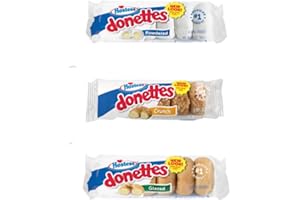 BUG'S PANTRY Hostess Donettes Single Serve Mini Donuts VARIETY PACK | 6-Count 4 oz./ Pack | 1x Powdered, 1x Glazed | 1x Crunchy - America's No1 Donuts