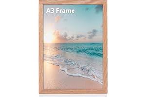 Cispree A3 Photo Frame, A3 OAK Wooden Picture Frames with Mount for A4 Print for Wall, with Acrylic Clear Sheet, Fit Large Poster/Documents Frame for Family/Christmas (29.7x42 cm)