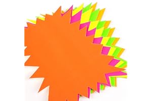 ART BOX 60 x neon flourescent stars - 10cm x 7.5cm assorted neon flashs cards price display tags lebel shop