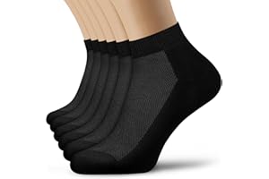 EIISSION Calcetines Hombre Calcetines Deporte Hombre Calcetines Running Hombre Mujer Algodón 6 pares Calcetines Termicos Negro Blanco Calcetines de Trabajo Mujer Respirable Suaves Cómodos Transpirables 35-38
