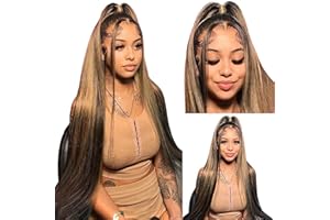 BELUCK Pelucas Mujer Pelo Natural Rubia Wig, Ombre Marrón Rubio 2/27 Color 13x4 Derecha Pelucas Rubias Cabello Natural Humano Peluca Lace Front Human Hair Wig 20 Pulgadas