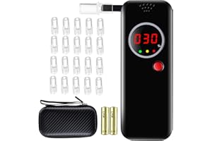 Mayybei Etilometro,Portatile Test dell'alcool, Professionale Alcool Test con Sensore Semiconduttore, LCD Display e 20 Boccagli