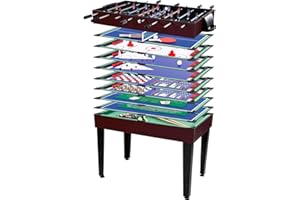 GAMES PLANET Table de Jeu Multi-Jeux Mega 15 en 1, avec Accessoires complets, Choix de Coleur, Table de Jeu avec Baby-Foot, Billard, Tennis de Table, Speed Hockey