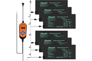 DBREAKS 6 Pcs Manta Calefactora para Semillas o Plántulas Invernadero, Alfombrilla de Calor para Plantas con Controlador de termostato, 30W Esterilla Térmica para Invernadero Interior Almohadilla