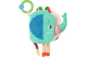 Aolso Libros de Tela para Bebés,Animales Libros de Tela Bebé Aprendizaje y Educativo Libro para Bebé Recién Nacido Niños Preescolar,Libro de Tela deJuguetes,Libros de Tela Suave para bebés-elefante