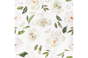 VEELIKE Carta da Parati Floreale Gelsomino Bianco Carta Adesiva per Mobili Fiori Fotomurali Carta Parati Adesiva Muro Foglie Pellicola Adesiva Decorativa Soggiorno Camera da Letto Armadio 45cm×300cm