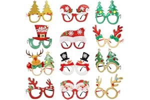 Joyibay Weihnachtsbrillen, 12 Stück Partybrillen Set Kreative Weihnachten Brillen Party Gläser Cartoon Nette Sortierte Kinder Partybrillen Lustige Brille für Partydekoration
