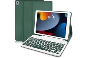 TITITINITA iPad 10.2 Keyboard Case for iPad 9th Generation (2021)/8th Gen(2020)/ 7th Gen(2019), Protective Case with Pencil Holder and Detachable Wireless Keyboard (UK Layout) for ipad Air 3/ipad Pro 10.5, Green