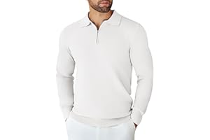 COOFANDY Herren Strickpullover Polokragen Half Zip Pullover mit Reißverschluss Einfarbig Polo Sweater Winter Warm Langarm für Business Freizeit