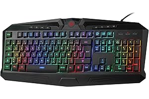 Redragon K503 AZERTY Clavier de Jeu Filiaire, Rétroéclairage LED RGB, Touches Multimédia, Clavier à Membrane Silencieux avec Repose-Poignet pour PC Windows (Noir)