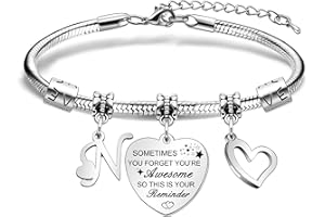 Awyuan Inspirational Gifts A-Z Reminder Bracelet Gifts on Birthday Christmas Graduation for Girls Women Friends Sisters Daughters Aunt Mum Granddaughter Chilrdren