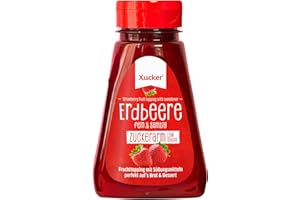 Xucker Quetschmarmelade - Fruchttopping Erdbeere 200g – zuckerarm, vegan, ohne Kerne, mit Erythrit & Stevia