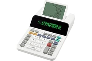 Sharp EL-1501 - Calcolatrice da tavolo con display (senza carta e inchiostro, display LCD a 12 cifre e 5 linee, funzionamento a batteria), bianco, 150 mm x 62 mm x 228 mm