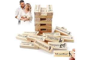 TOGETDREAM 48 Pezzi Italiano Giochi di Torre Della Lussuria, Lust Tower Blocchi, Torre Impilabile per San Valentino, Giochi Erotiici Coppie, Gioco Impilabile Blocchi, Gioco Block Tower per Coppie San Valentino