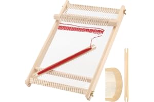 CHUIFAI Métier à Tisser En Bois, 40 x 25 cm, Kit de métier à tisser avec peigne, bateau, chaise à tricoter, développe la créativité pour les débutants