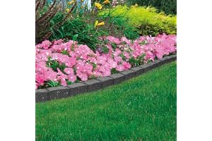 Nicoman Roman Castle Stone Garden Border 4-ft Rubber Landscape Edging Section 120cm, Grey, Pack of 4