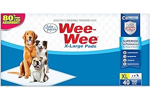 Four Paws Wee-Wee Superior Performance Pee Pads for Dogs & Puppies, with 6-Layer Leak Proof Technology, for House Training – Extra Large, 71cm x 86cm (28" x 34"), (40 Count)