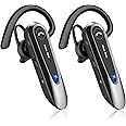 New bee Bluetooth Earpiece Handsfree Bluetooth Headset for Driving, CVC8.0 Bluetooth Headsets Earpiece with 25Hrs Talk Time, Dual Mic Mute Two Device Connection for iPhone Android and Laptop [2 Pack]