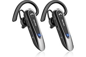 New Bee Oreillette Bluetooth sans Fil avec Dual Mic V5.0 Main Libre Bluetooth Oreillette avec 20H de Temps de Conversation Mic Mute Connexion de Deux Appareils pour iPhone, Android et PC 2 pcs
