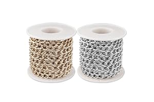 Jaydis 32.8 Feet Aluminum Curb Chains 2mm Twisted Links Cross Cable Chains Golden & Silver Plated with Spool for Pendant Necklace Jewelry Making