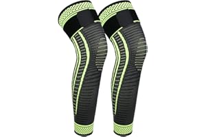 Ruilala Genouillère Longue pour femmes et hommes 2 Pièces Genouillère Sport Élastique Réglable Genou Bandage Attelle Genou pour running ligamentaire menisque arthrose (vert, XXL)