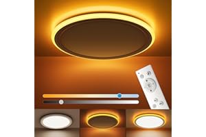 BLNAN Dimmable LED Ceiling Light with Remote Control, 2000K Nightlight, 24W Bathroom Lights Ceiling, 3000K-6500K Ceiling Lights for Bedroom, Kitchen, Living Room, Kid's Room, Round White 33CM