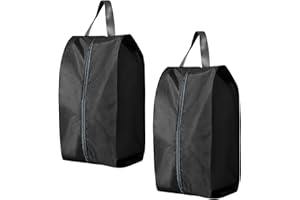 TEUENA 2 Piezas Bolsa Zapatos Viaje 39cm Bolsas de Almacenamiento Zapatillero Impermeable Organizador de Bolsa para Guardar Zapatos para Zapatillas Deporte Funda Botas Futbol Adulto Nño (Negro)