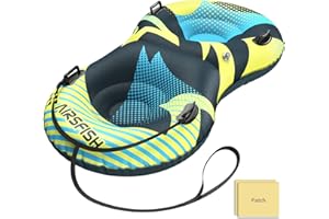 Airsfish Aufblasbarer Snowtube mit Schleppleine, strapazierfähige Hülle, verschleißfestes und frostsicheres Material, Wintersport-Schlittenschläuche für Kinder und Erwachsene