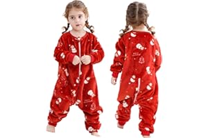 HAHASHOW Pijama Manta Niño Navidad Franela Saco De Dormir Con Pies Tog 2.5 Buzo Bebe Invierno Ropa Bebe Niña 18-24 Meses, Muñeco de Nieve