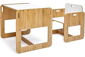 ‎BOOMDING BoomDing Kindersitzgruppe nach Montessori bestehend aus 1 Maltisch und 1 Stuhl Kinder Möbel Tisch und Stühle für Kinder ab 2- Kindersitzgruppe - Kinder Tisch Stuhl Set
