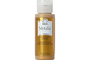FolkArt K658 Metallic Acrylic Paint in Assorted Colors (2 oz), 6102, 2 Ounce Antique Gold