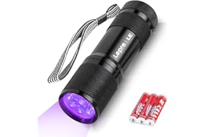 LE Torcia UV LED Portatile con 9 LED, Lampada UV in Metallo 395 nm, Torcia Ultravioletti a Luce Nera IPX4 Impermeabile per Ri